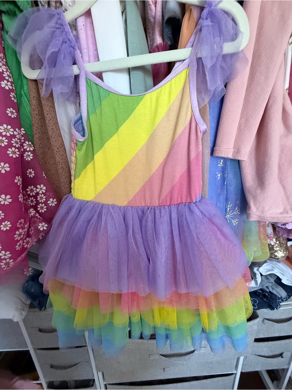 Posh Peanut Rainbow Tulle Dress Costume - Purple Rainbow tutu